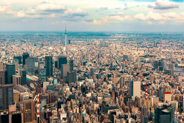 Aerial view of Minato City, Tokyo, Japan