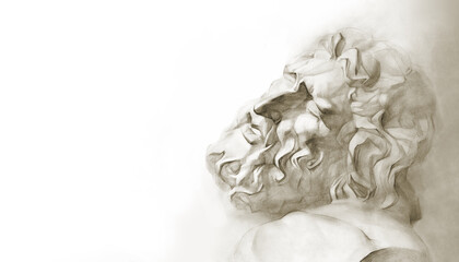 Pencil drawing. Sculpture of Laocaon
