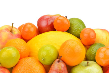 Set of fruits isolated on white.