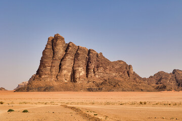 seven pillars of wisdom a rocky mountain in wadi rum desert