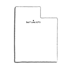 Vector hand drawn map of Utah UT with main cities. US States black and white illustrated map. Full vector global color swatch different layer for ease of use