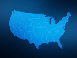 Obraz premium USA map blue 3D topview