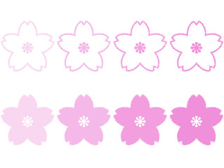 クレヨン手描き桜アイコンセット：桜色