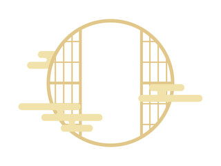 霞と丸窓障子フレームA：木