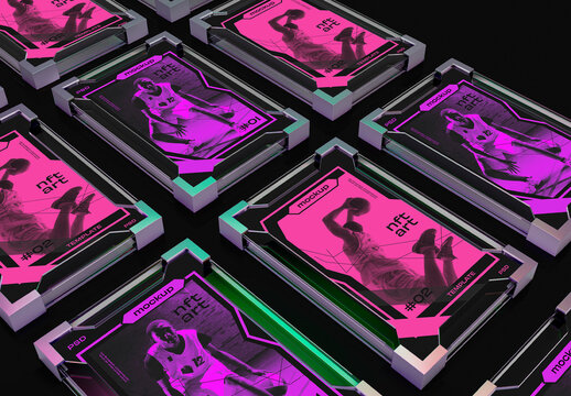 Set NFT Trading Cards Mockups