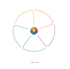 Infographics 5 positions, a circle of colored lines