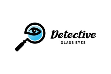 Magnifying glass design with eyes creative concept for detective logo
