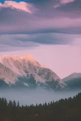 Foto auf Alu-Dibond sunrise over the mountains - generative ai © BrandwayArt