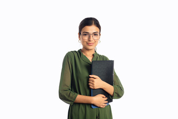 A young modern confident Indian Asian Businesswoman or female secretary or corporate office...