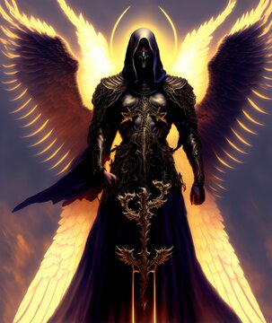 portrait of azrael angel of death, anime fantasy