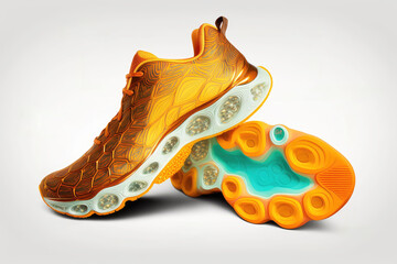 shoe cushion technology that reshapes to ideally respond to speed, ai - obrazy, fototapety, plakaty