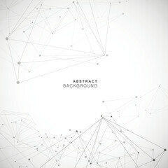 Network science polygonal triangle. Geometric wallpaper line. Shape data atom graphic. Abstract vector polygon background