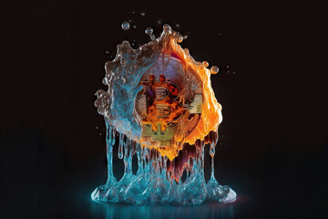 Bitcoin emblem covered with slime