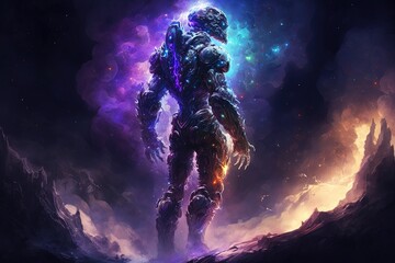Obraz na płótnie Canvas Cosmic Alien shaped nebula, space background, universe, galaxy, digital illustration, Generative AI