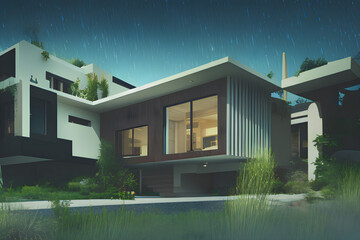 Modern house architecture design concept art. Generative AI