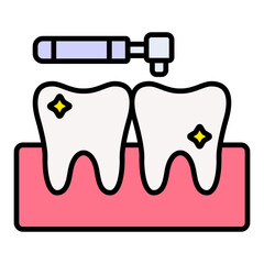 Dental Cleaning Filled Line Icon
