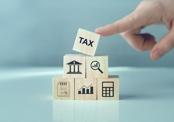 Financial research,government taxes and calculation tax return concept.