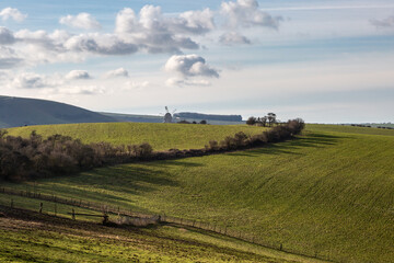 A green Sussex landscape on a sunny January day