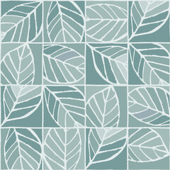 Seamless pattern with elm tree branches and leaves in Undersaturated earth tones on beige background for surface design and other design projects. Realistic line art