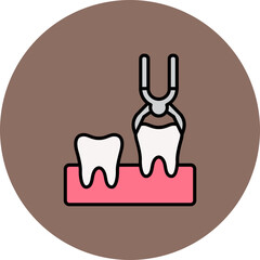 Tooth Extraction Multicolor Circle Filled Line Icon