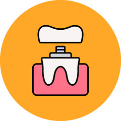 Dental Crown Multicolor Circle Filled Line Icon