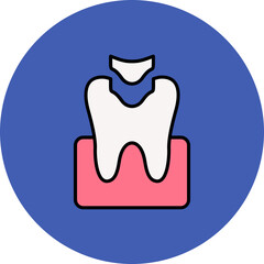 Dental Filling Multicolor Circle Filled Line Icon