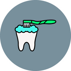 Teeth Brushing Multicolor Circle Filled Line Icon