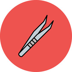 Tweezers Multicolor Circle Filled Line Icon