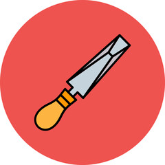 Chisel Multicolor Circle Filled Line Icon