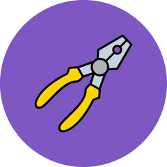 Plier Multicolor Circle Filled Line Icon