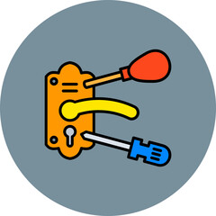 Lock Repair Multicolor Circle Filled Line Icon