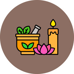 Mortar Multicolor Circle Filled Line Icon