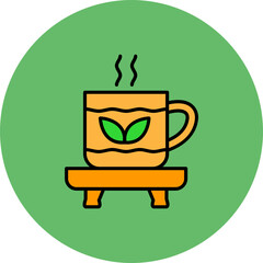 Herbal Tea Multicolor Circle Filled Line Icon