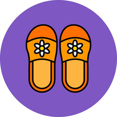 Slippers Multicolor Circle Filled Line Icon