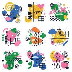 Obraz premium Abstract Composition with Color Splash and Shapes Vector Set