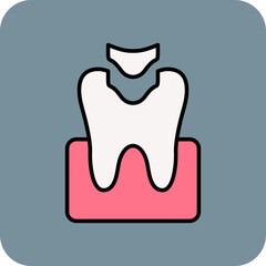 Dental Filling Multicolor Round Corner Filled Line Icon