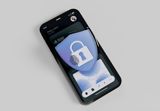 Smartphone with Cyber Security Design Mockup