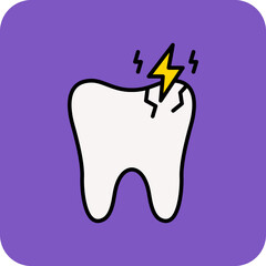 Toothache Multicolor Round Corner Filled Line Icon