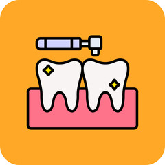 Dental Cleaning Multicolor Round Corner Filled Line Icon