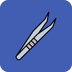 Tweezers Multicolor Round Corner Filled Line Icon