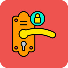 Door Lock Multicolor Round Corner Filled Line Icon