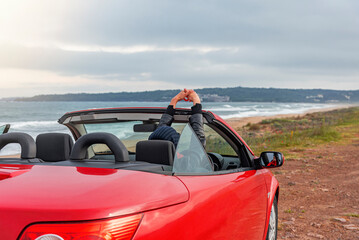Renault Megane II Coupe-Cabriolet on the seashore, in Sozopol, Bulgaria.