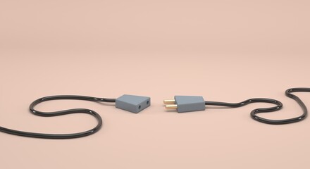 unplugged socket on a plain background (3d illustration)