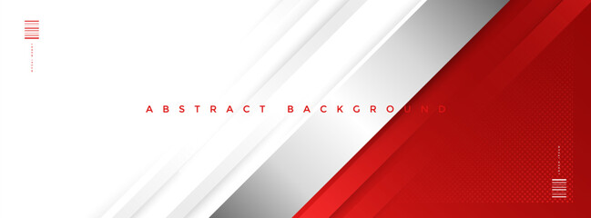 Red abstract banner background vector, modern corporate concept with silver effect