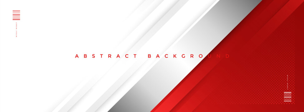 Fototapeta Red abstract banner background vector, modern corporate concept with silver effect