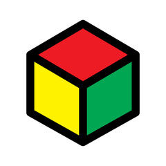 Cube icon line isolated on white background. Black flat thin icon on modern outline style. Linear symbol and editable stroke. Simple and pixel perfect stroke vector illustration.