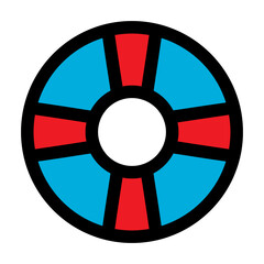 Help buoy icon line isolated on white background. Black flat thin icon on modern outline style. Linear symbol and editable stroke. Simple and pixel perfect stroke vector illustration.