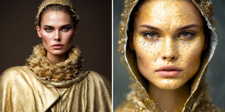 Portrait einer jungen h&uuml;bschen Frau die als Model im Fotostudio posiert, ai generativ