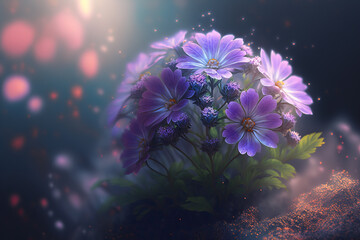 Fototapeta na wymiar Violet Flowers, Illustration, Generative AI