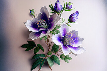 Violet Flowers, Illustration, Generative AI